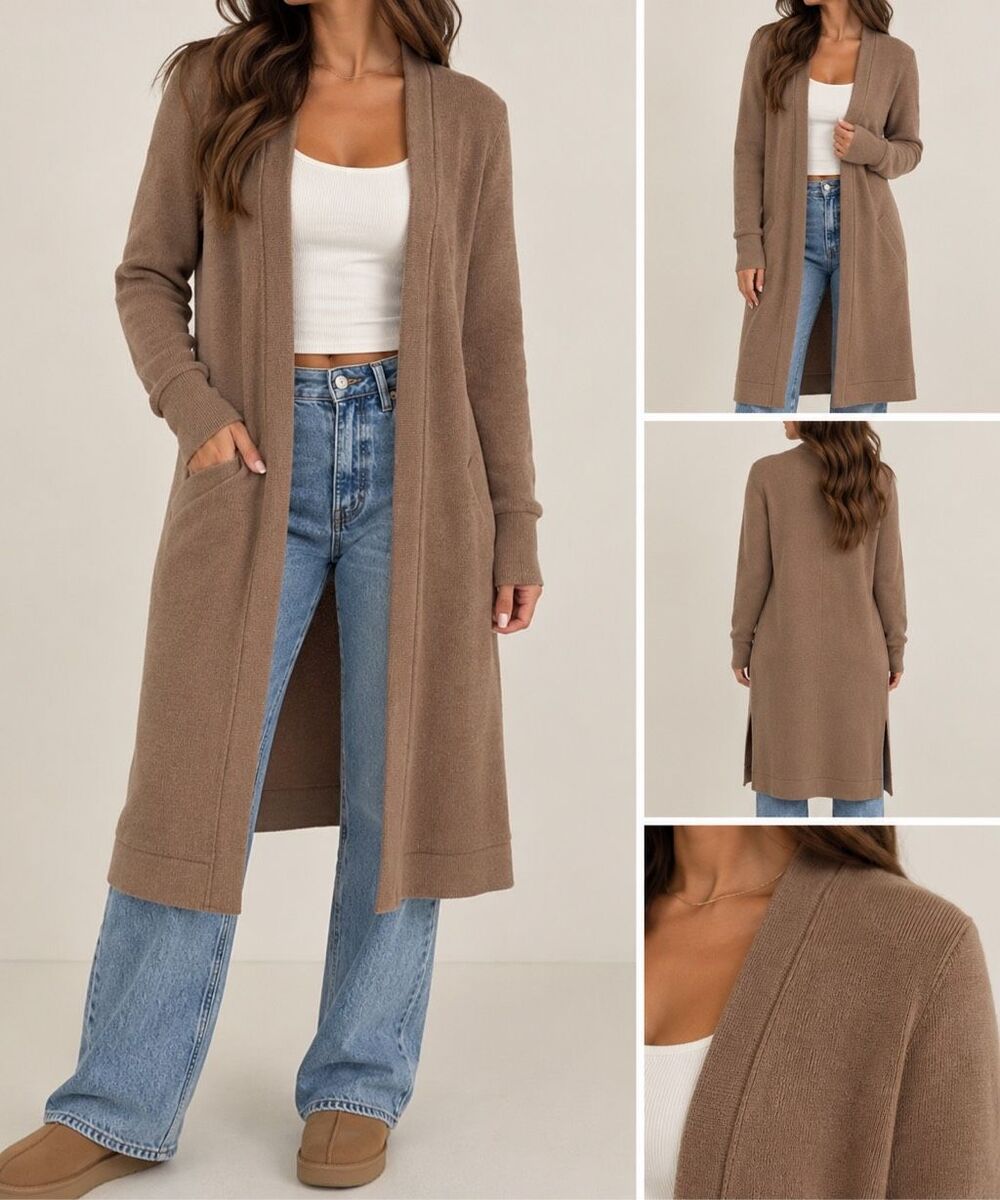 Abercrombie & Fitch Cardigan XS Brown Soft A&F Cozy Longline Sweater